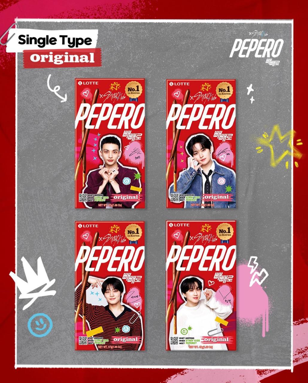 PEPERO ORIGINAL STRAYKIDS LOTTE 47g x 40 UNIDADES