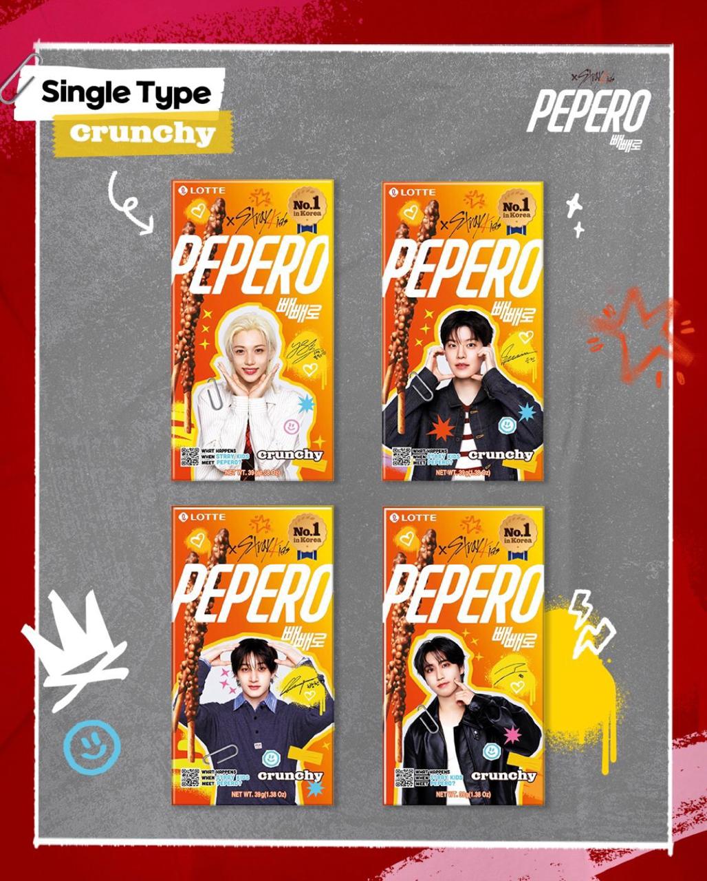 PEPERO STRAYKIDS CRUNCH LOTTE 39g x 40 UNIDADES