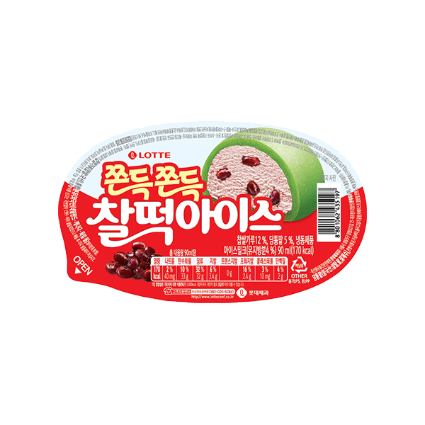 HELADO MOCHI SABOR POROTO ROJO LOTTE 90g x 24 UNIDADES