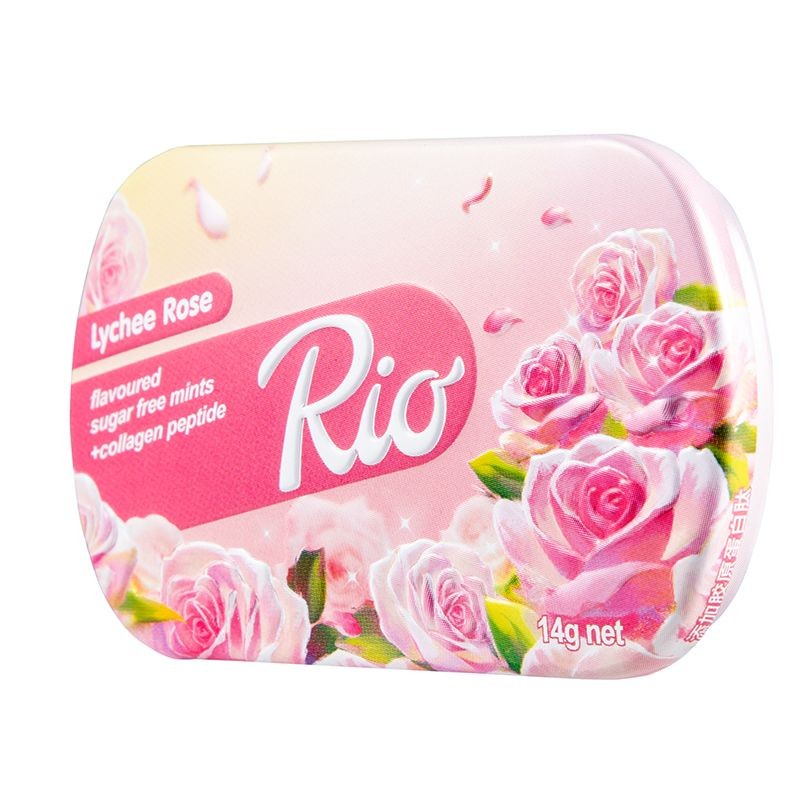 MENTAS SIN AZUCAR RIO SABOR ROSA Y LYCHEE 14g x 12 UNIDADES