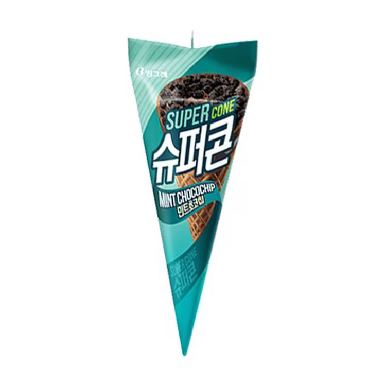 HELADO SUPER CONE SABOR MENTA CHOCOLATE BINGGRAE 150g x 24 UNIDADES