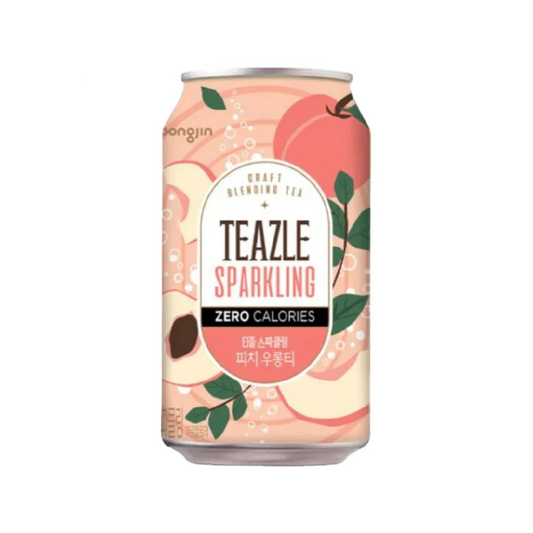 TEAZLE TE OOLONG CON GAS SABOR DURAZNO SIN AZUCAR WOONGJIN 340ml x 24 UNIDADES