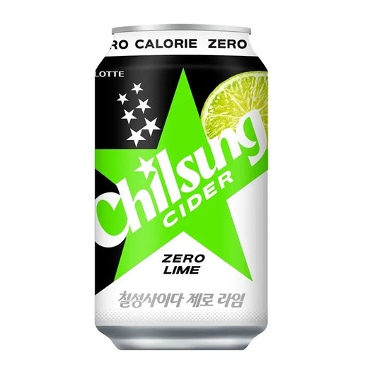 CHILSUNG CIDER LIME ZERO LOTTE 355ml X 24 UNIDADES