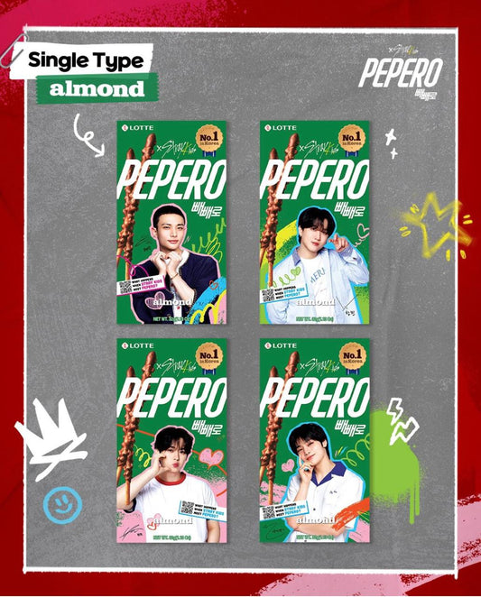 PEPERO ALMENDRAS STRAYKIDS LOTTE 32g x 40UNIDADES