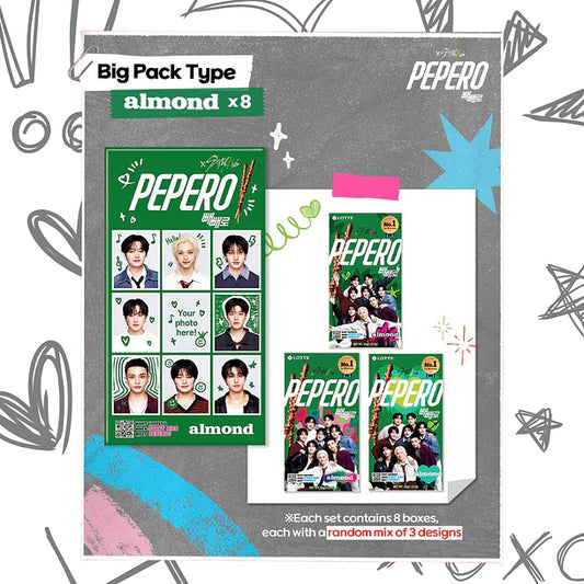 PEPERO STRAYKIDS ALMENDRAS CAJA GRANDE 256g X 6 UNIDADES