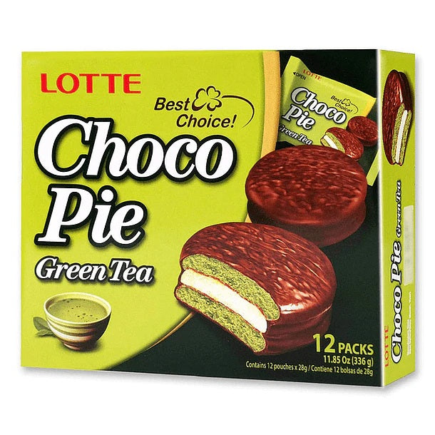 CHOCO PIE TE VERDE LOTTE 336g x 8 UNIDADES