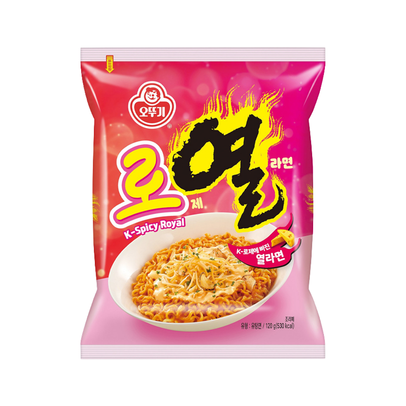 ROYAL RAMYEON FIDEOS PICANTES CON SABOR ROSÉ BOLSA OTTOGI 120g X 32 UNIDADES