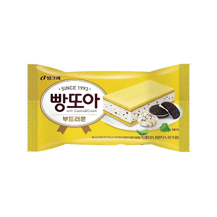 HELADO PPANGTOA SABOR COOKIES & CREAM BINGGRAE 180g x 24 UNIDADES