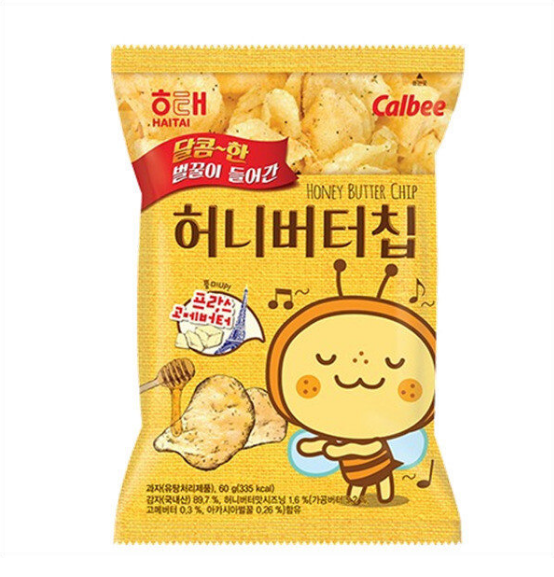 PAPAS FRITAS SABOR MANTEQUILLA Y MIEL HAITAI 60g x 20 UNIDADES