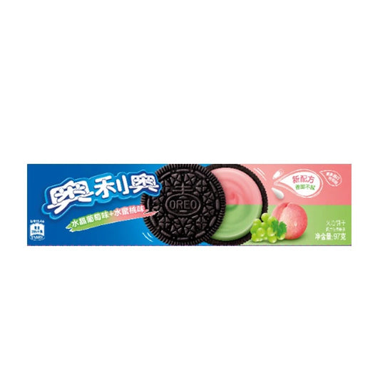 GALLETAS OREO SABOR UVA VERDE Y DURAZNO 97g x 24 UNIDADES